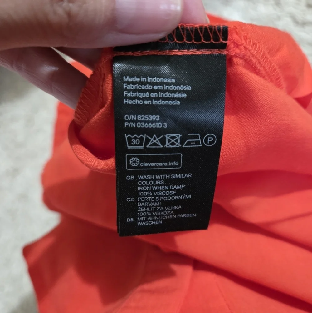 H & M Women Orange Red Shirt Dress Size 2 Relax Summer Spring Casual Cute Fall - Picture 8 of 8